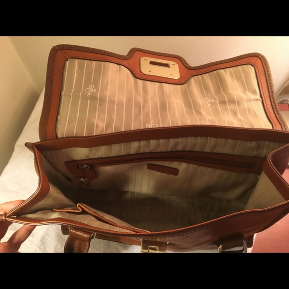 EUC LEATHER Cole Haan purse, brown and caramel - Picture 5 of 8